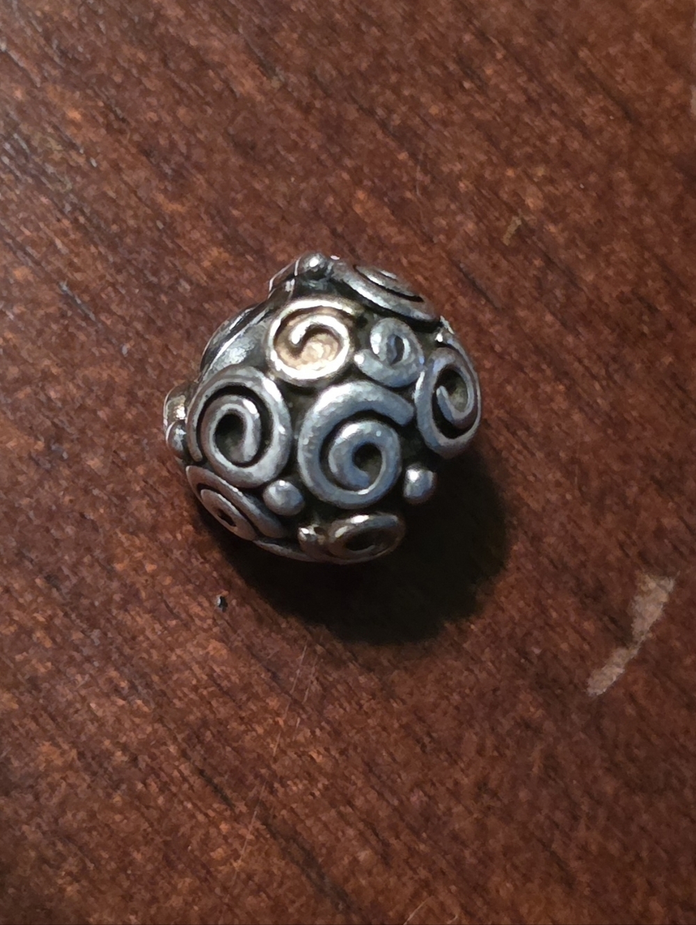 Retired Pandora Rose Bud Silver & 14k Gold Accents